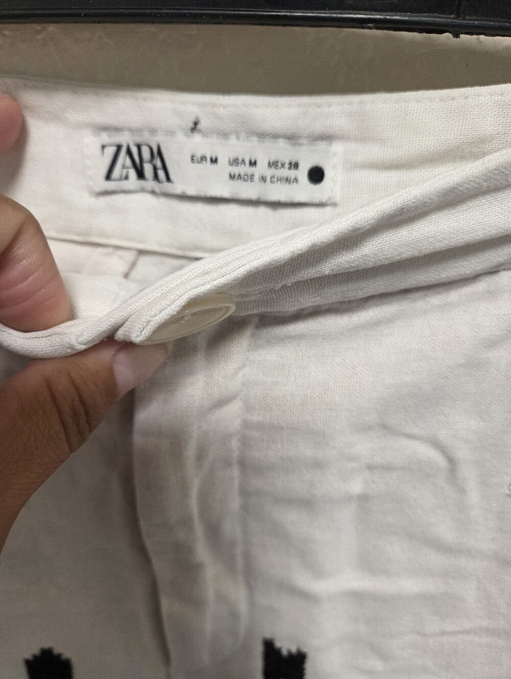 Zara Boho Embroidered Wide-Leg Pants Linen - Picture 6 of 7